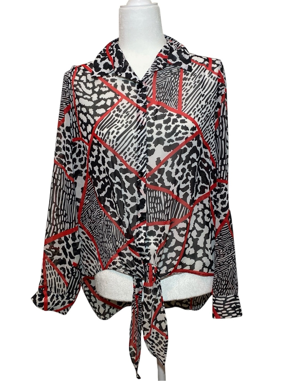 Zac & Rachel Button Down Blouse With Front Tie